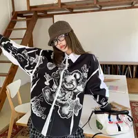 YANAG爱吃甜品的小熊印花衬衫