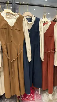 053#美拉德穿搭假两件长袖连衣裙