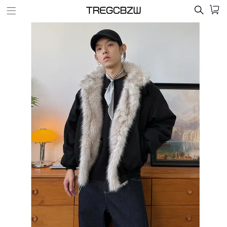 ACRARDIC黑山雕.解构棉衣男cleanfit时髦大毛领保暖外套痞帅潮流