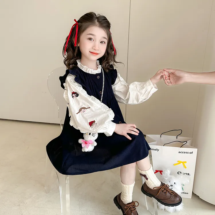 女童连衣裙春秋2025新款洋气儿童时髦背带裙套装女孩秋装衬衫裙子