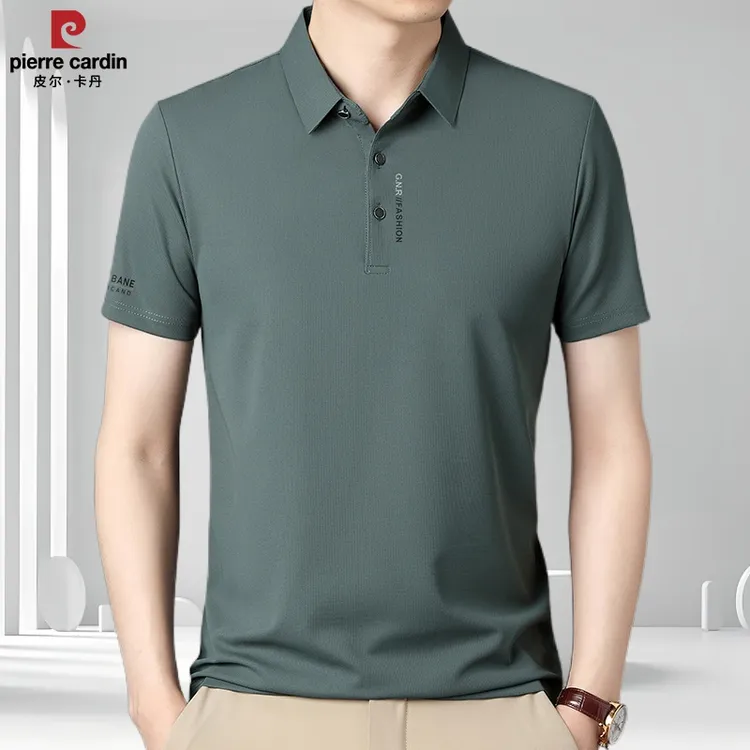 皮尔卡丹男士短袖t恤夏季薄款中年休闲翻领polo衫高档透气半袖潮。