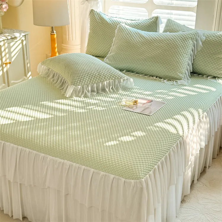 冰豆豆床裙冰丝凉席可机洗床单超凉感2025新款a类母婴三件套夏季