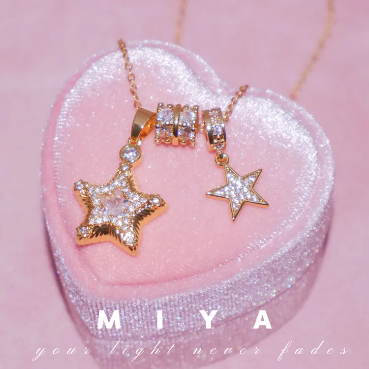 钛钢锆石项链 Star Land~ 幸运加倍~甜酷星星项链