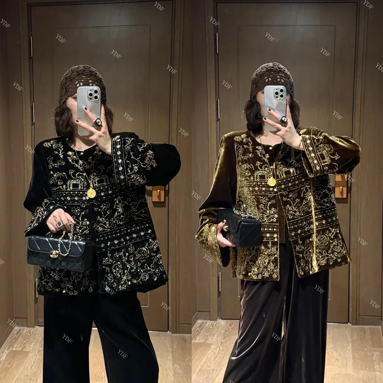 YDFSTUDIO【落花为信】新中式国风早秋重工刺绣拼接设计时尚外套