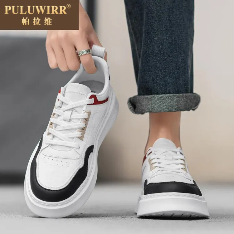PULUWIRR男鞋春季透气2025新款百搭男士休闲轻便鞋子男款潮流板鞋