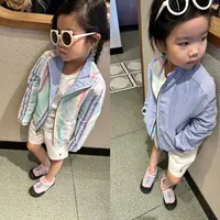新款男女老钱风儿童双面立领夹克外套