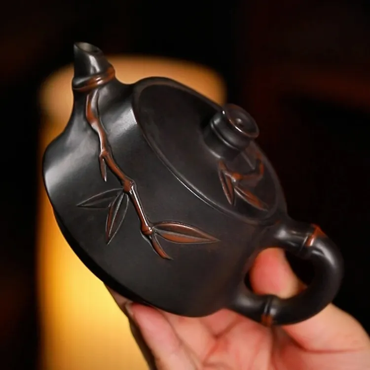 【轻奢】紫陶节节高升壶竹节壶泡茶壶高端茶壶纯手工复古功夫茶具商品图