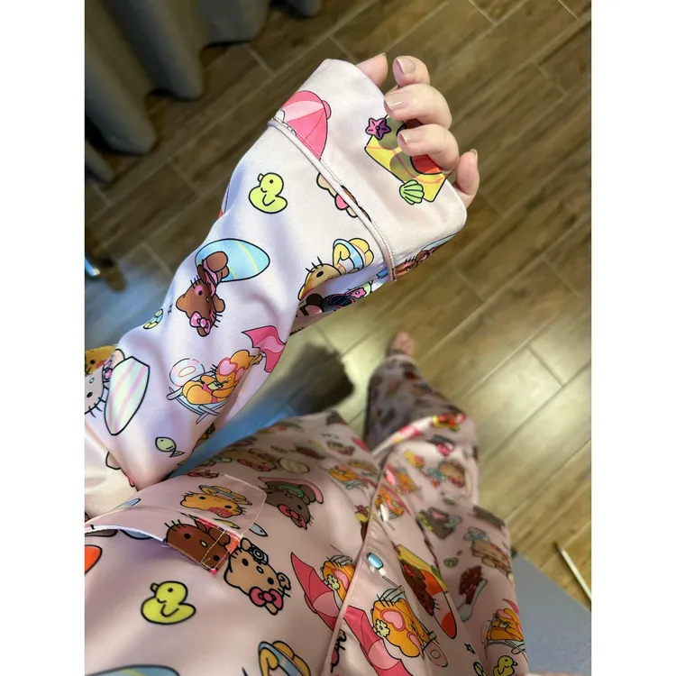 黑皮kittyt猫冰丝睡衣女款秋季2025新款大码长袖长裤家居服两件套