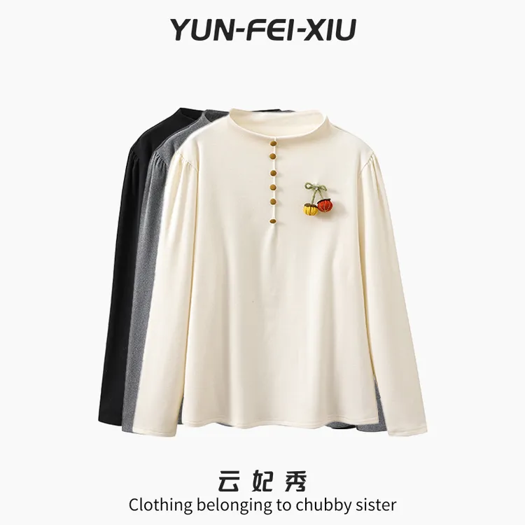 云妃秀大码女装T恤时尚休闲胖妹妹显瘦宽松减龄遮肉上衣秋季88026