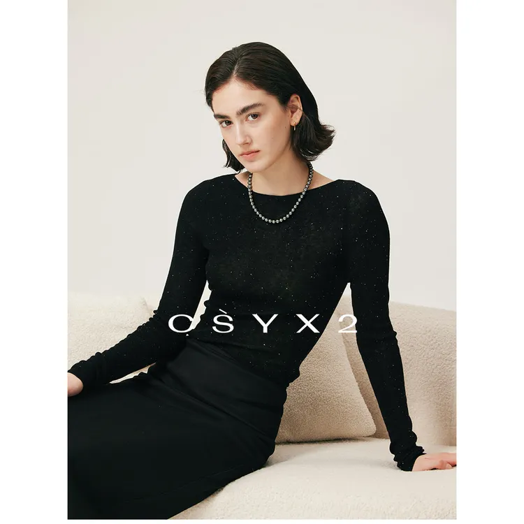 CsyX2-2025S/S早秋新款 "敦煌星空"水溶羊毛一字领羊毛衫S10794