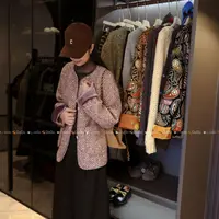 【古古】手工小花特种纱亮色显贵秋冬小众小香风短款韩系外套G25820