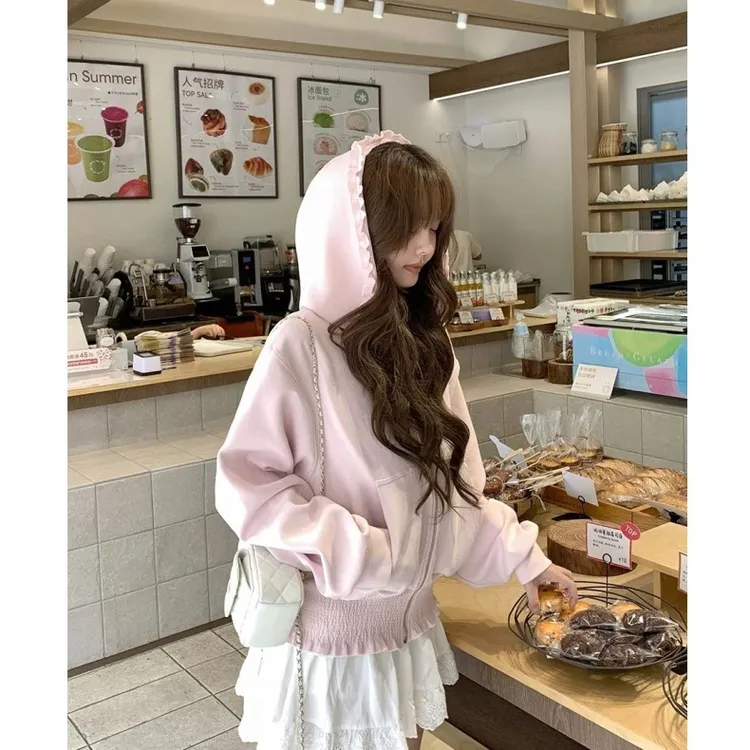韩系设计感连帽外套卫衣秋季新款小众不撞款宽松显瘦拉链开衫上衣