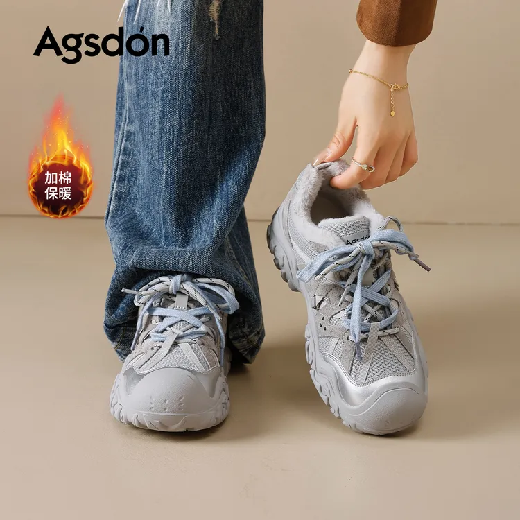 奥古狮登加绒户外运动鞋女2025新款冬季加棉保暖雪地靴休闲鞋棉鞋