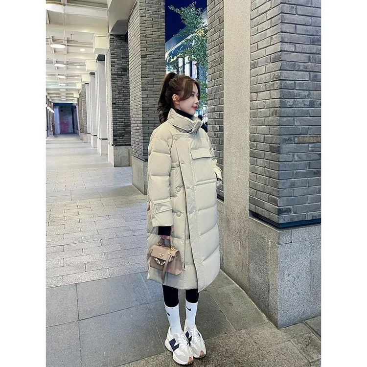 2026年新款冬季服女中长款韩版加厚过膝衣袄宽松设计感外套