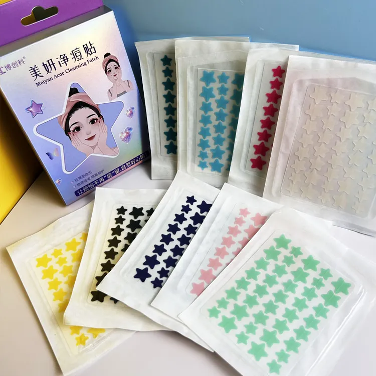 新品水胶体星形祛痘遮痘贴彩色痘痘贴化妆吸脓保护防水套装祛痘贴