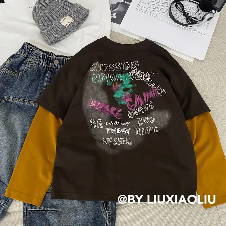 杭州六小六正版BY LIUXIAOLIU秋季儿童假两件长袖17554