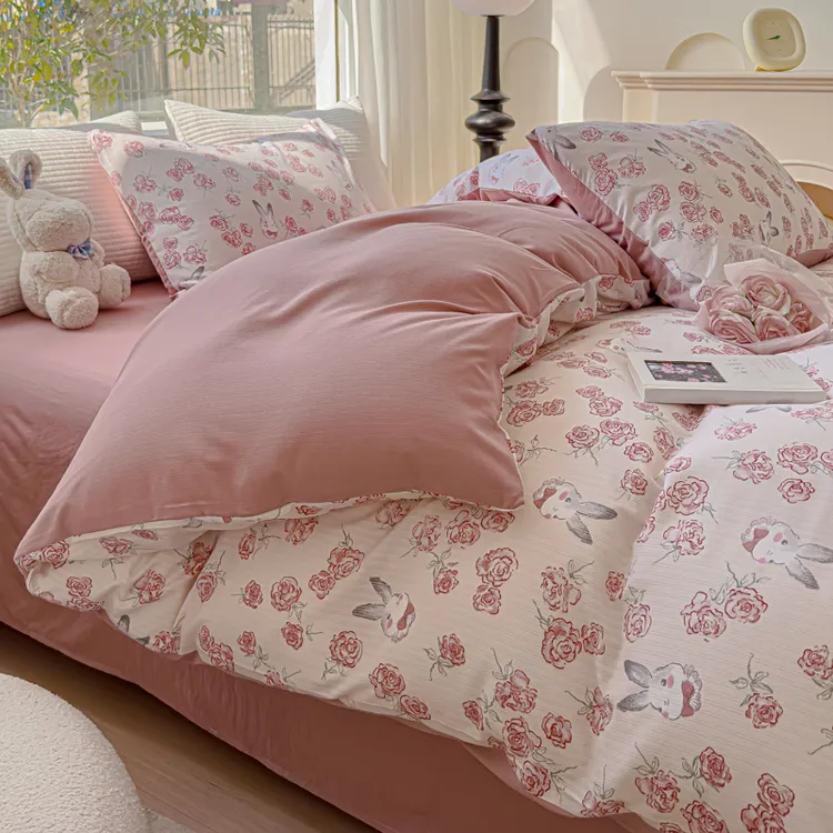 新款床上用品加厚被罩非全棉纯棉床单被套床笠罩学生宿舍床品