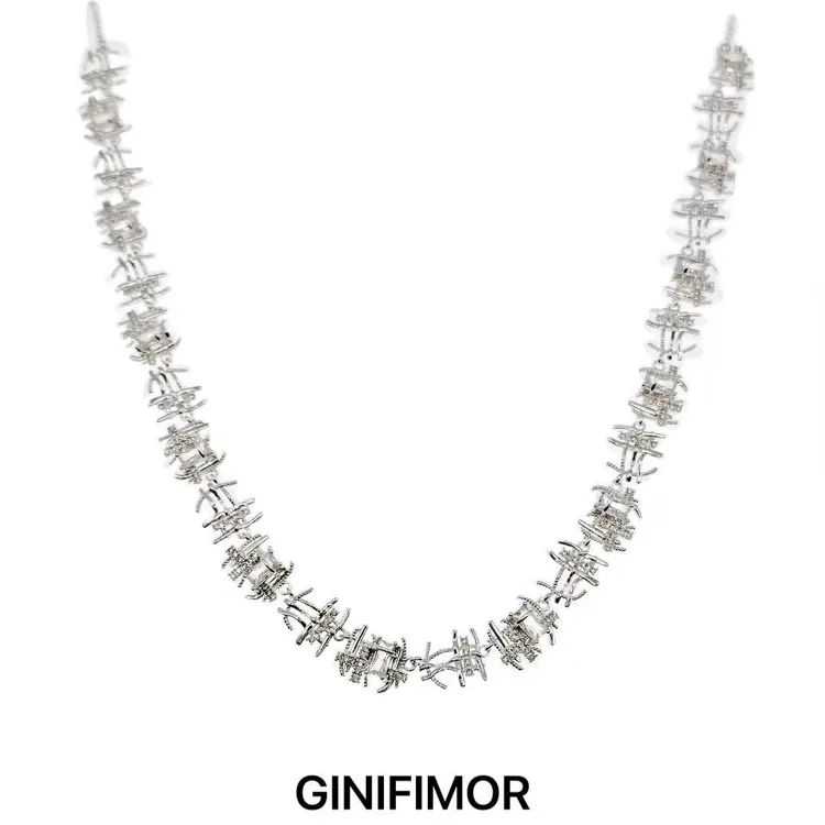 GINIFIMOR 铜合金锆石项链 a704 编织不规则项链金属百搭锁骨链