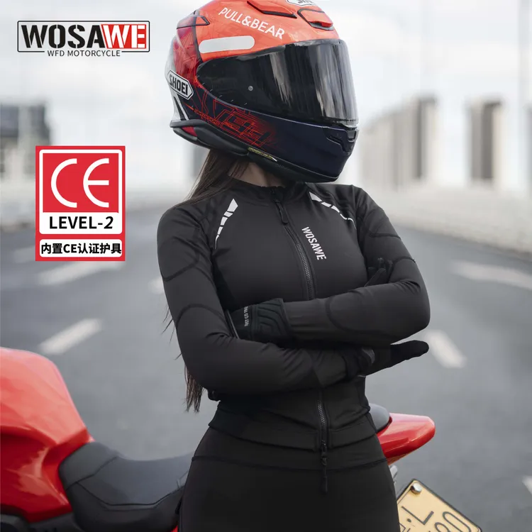 沃萨维四季女摩托车骑行气流服塑形软甲衣内置护具骑士修身装备