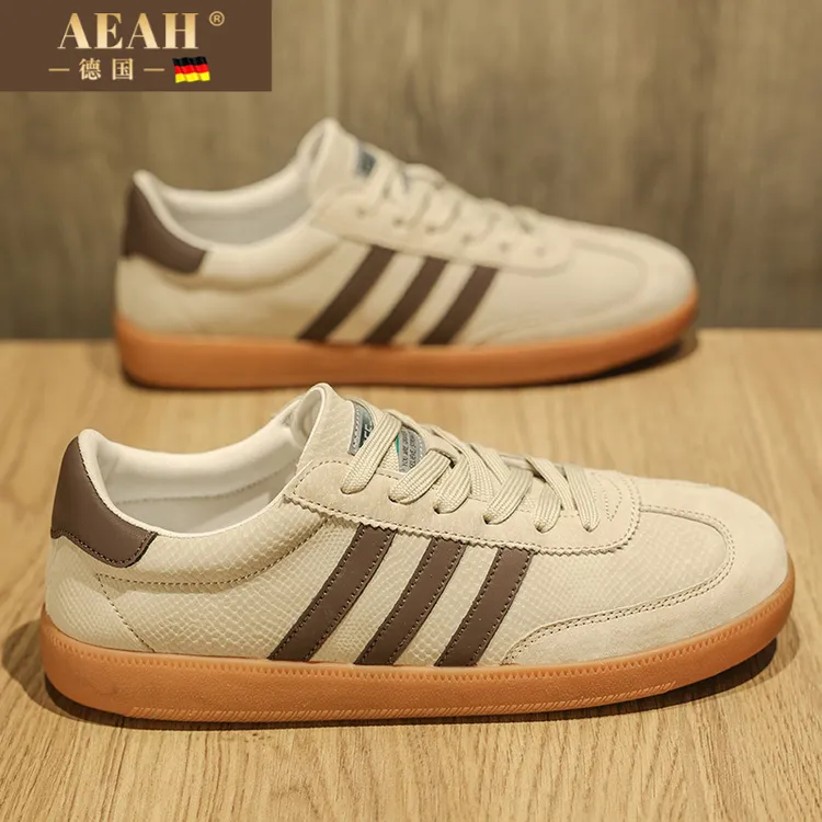 AEAH轻奢高端夏季透气布鞋男2025新款休闲德训鞋平底男鞋百搭小白