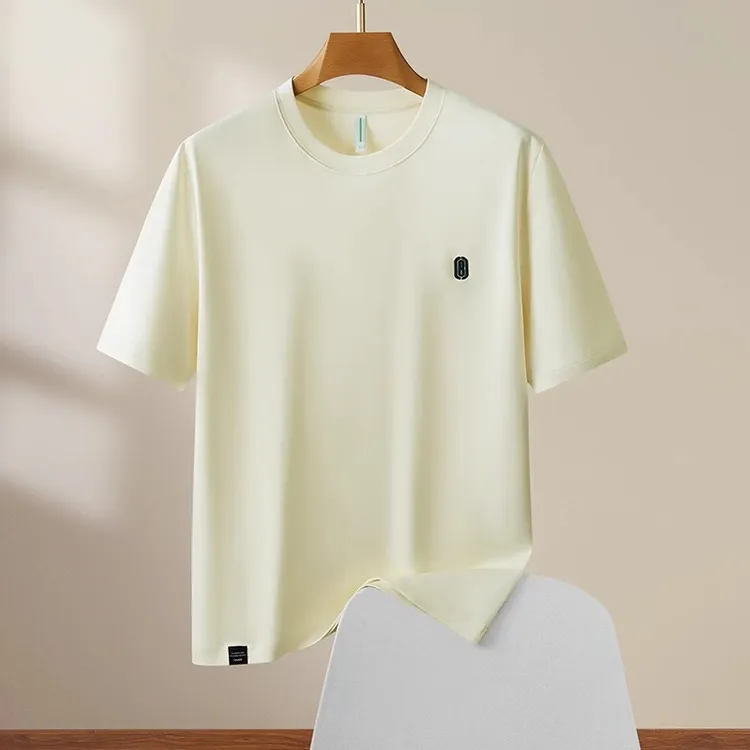 仓石一树夏季绵柔短袖T恤男士潮流时尚创意刺绣休闲上衣圆领潮男