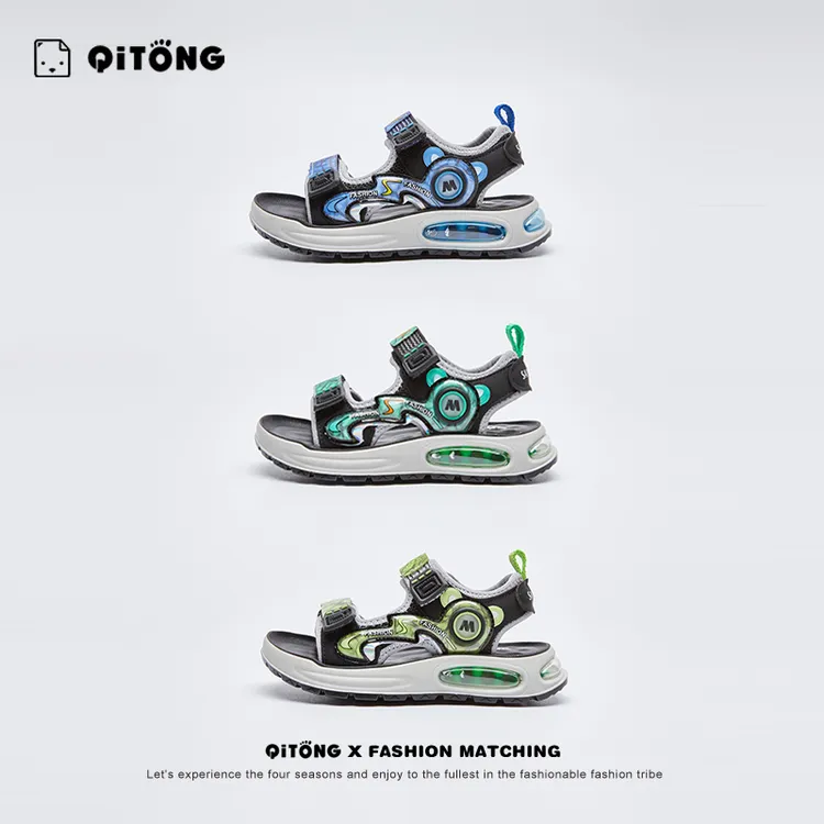 启童夏季男童凉鞋时尚防滑运动凉鞋大童儿童软底软面鞋学生沙滩鞋