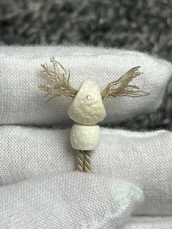 直径8mm左右天然猛犸牙手工锤纹三通大肠斜切文玩配饰猛犸佛塔