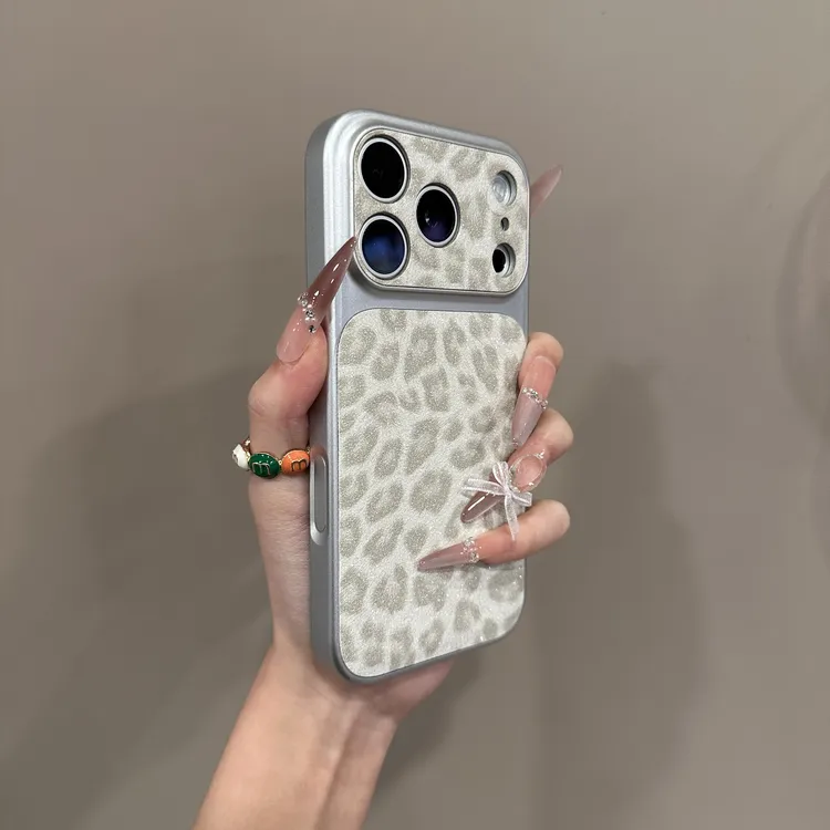 韩风小众时髦闪粉豹纹适用苹果17ProMax手机壳iphone15新款16pro