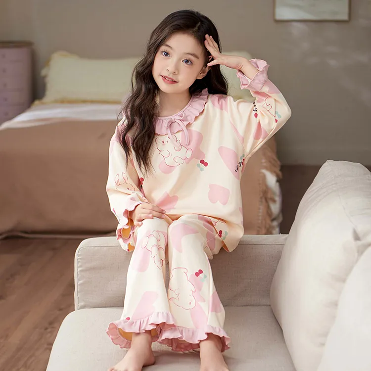 儿童睡衣春秋新款女童纯棉长袖中大童小女孩2025洋气可外穿家居服