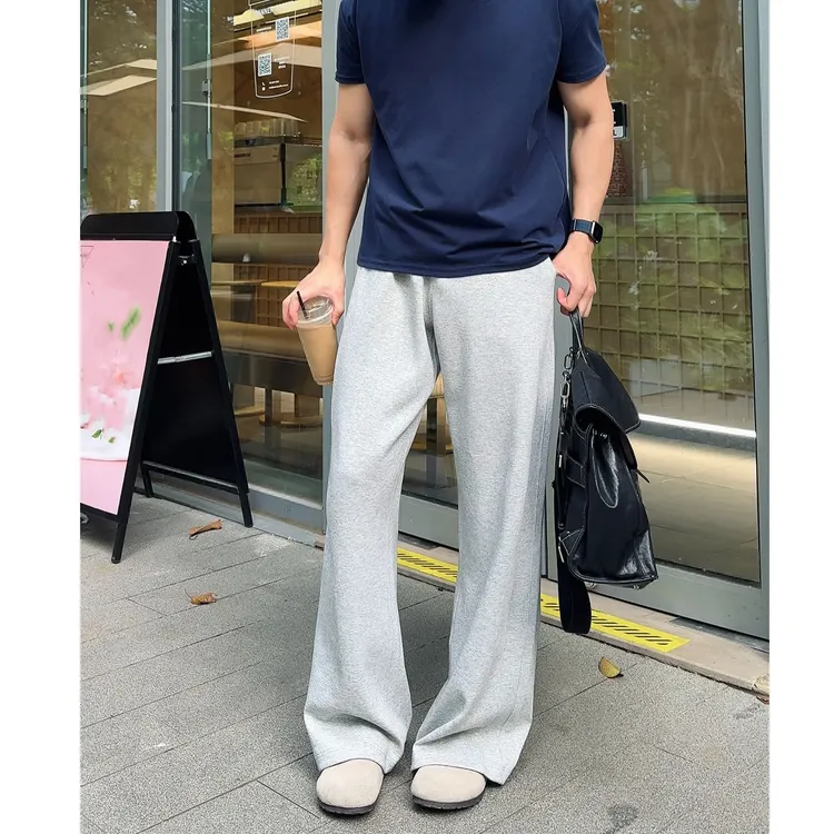lulu 神裤[现货]弯刀拼接卫裤宽松阔腿针织运动休闲微喇长裤子男