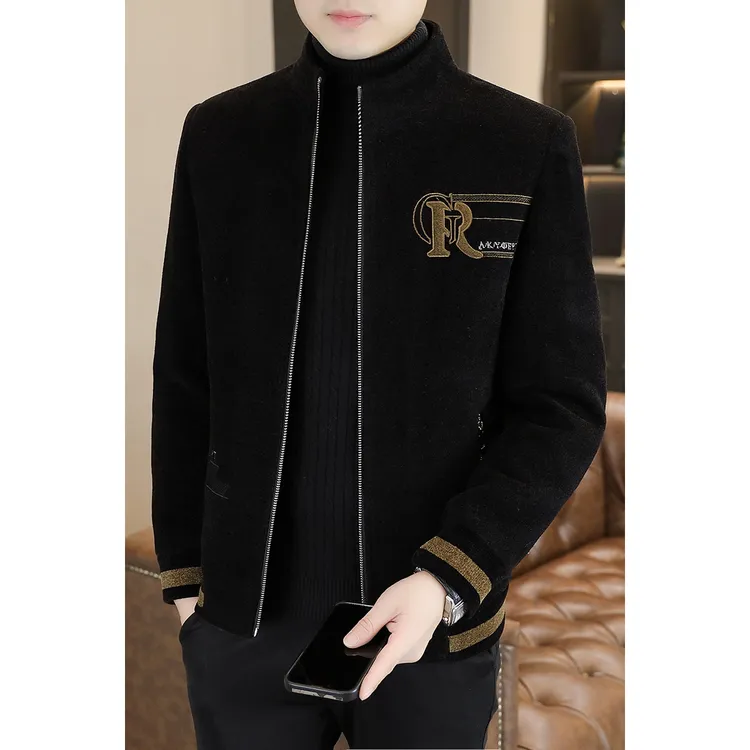 啄木鸟新款秋冬季呢子夹克男士韩版修身加厚毛呢大衣休闲时尚男装