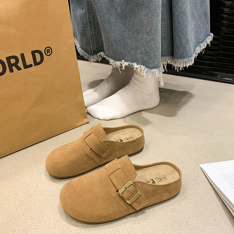 博肯包头拖鞋2025春季新款勃肯鞋厚底半拖软皮软底低帮女勃肯拖鞋