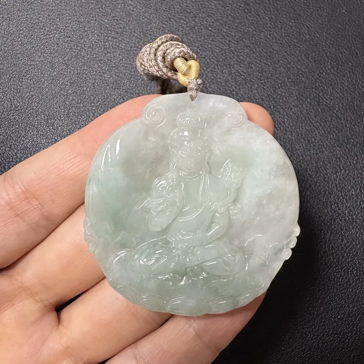 翡翠冰绿底大势至菩萨