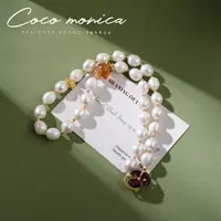 【小霞珠宝】珍珠项链吊坠三叶花气质百搭女款百搭复古 AD754