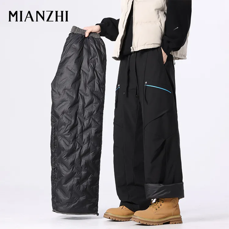棉致户外羽绒裤男工装风保暖防风防水宽松软壳长裤冬季加厚冲锋裤