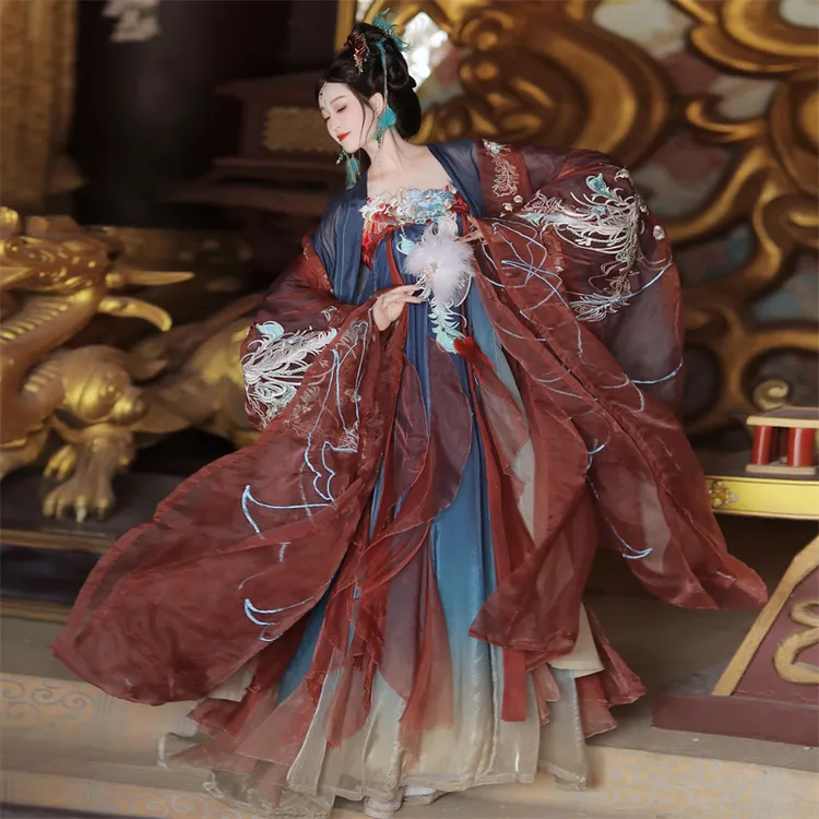 新款【凤盘金缕】原创汉服仙女唐制诃子裙中国风重工刺绣春夏套装