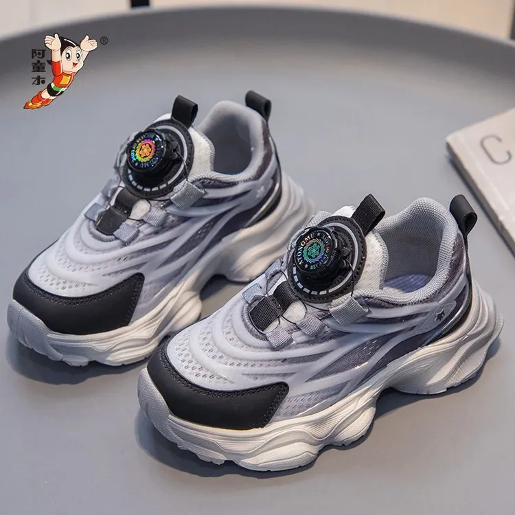 男女童运动鞋春夏秋季夜光防滑跑步鞋旋转纽扣舒适户外新款