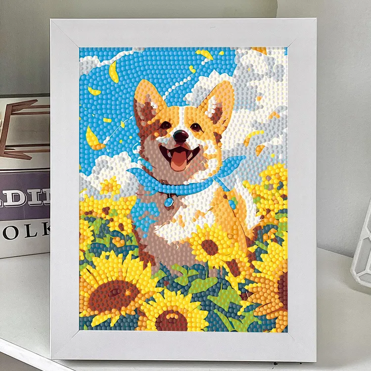 儿童手工diy钻石画可爱猫咪装饰手工贴画宠物小狗龙猫满钻摆台