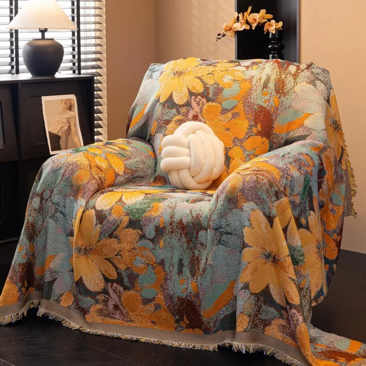 四季通用单人位沙发垫套罩复古美式单人沙发盖布全包沙发巾高级感