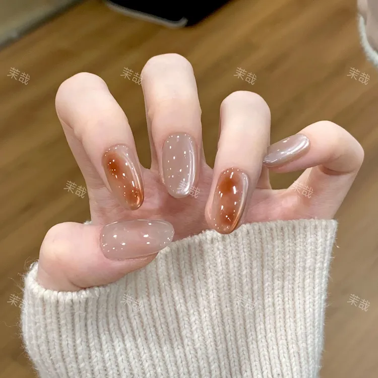 茉哉【远山黛】纯手工定制美甲拆卸穿戴甲A5414