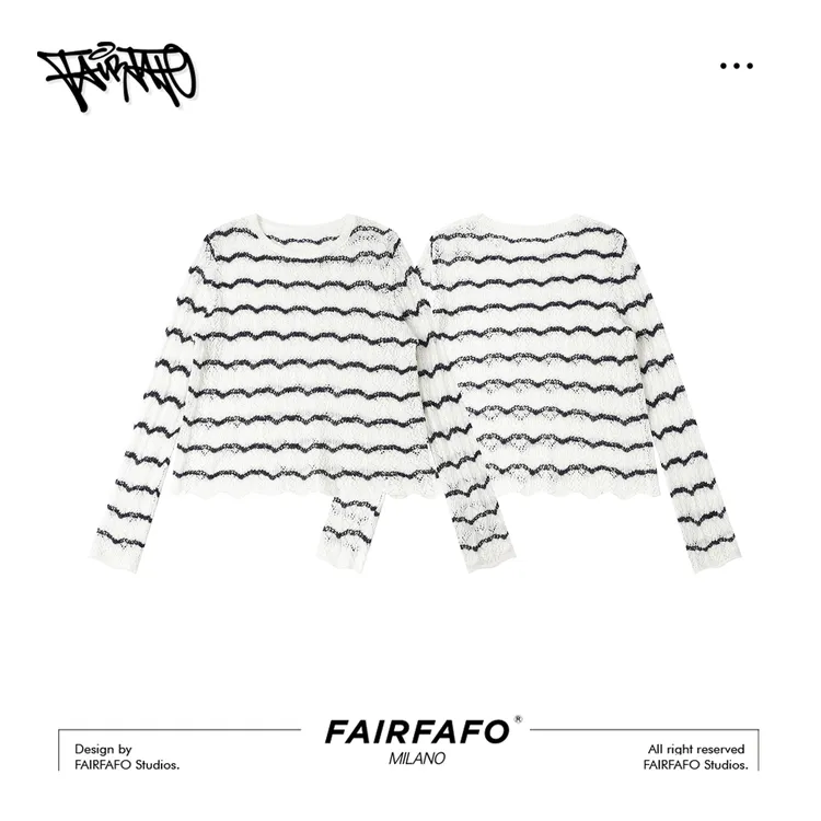 【波纹镂空网衫】夏日新款清晰氧气女孩XS5MB0731长袖休闲时尚