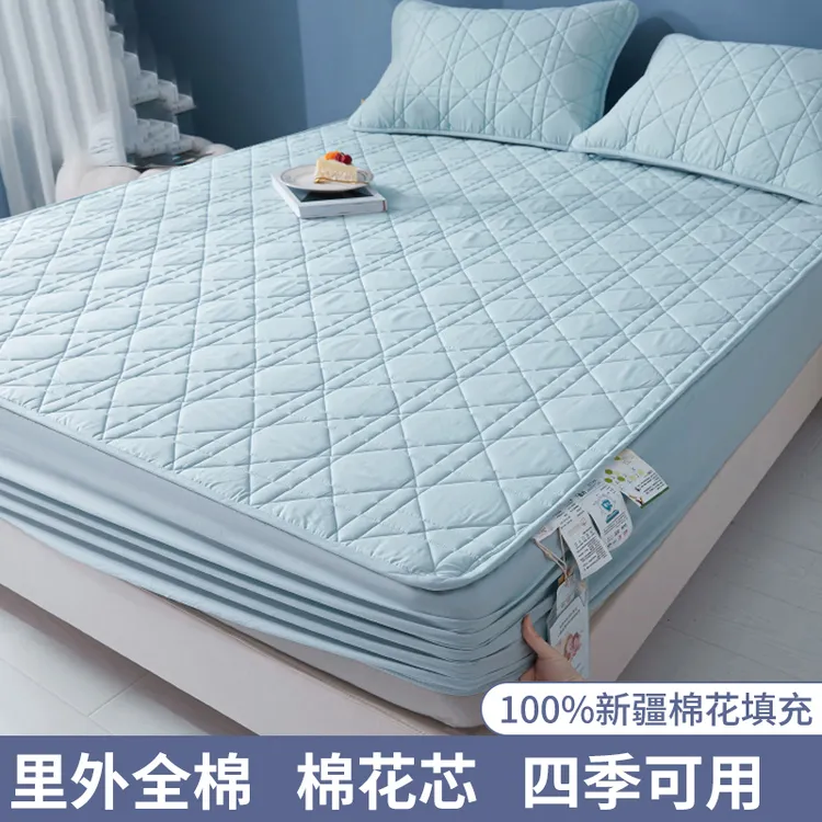 全棉床笠单件纯棉床罩防滑固定床垫子保护套床套罩纯色罩床三件套