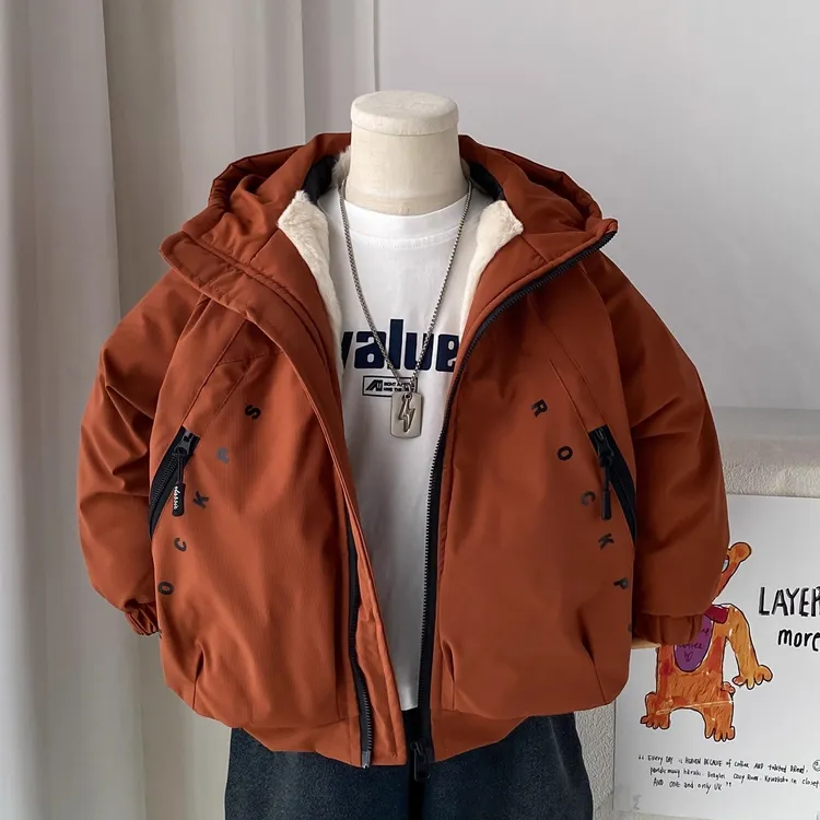男童派克服外套2025冬季新款儿童加绒加厚棉衣男孩时髦保暖风衣潮