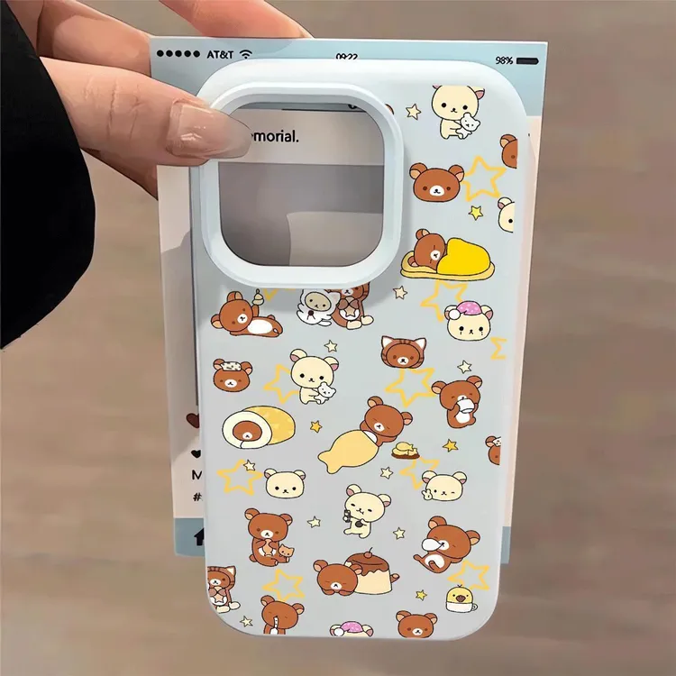 睡觉轻松熊适用苹果16Promax液态硅胶手机壳iPhone15卡通14少女13