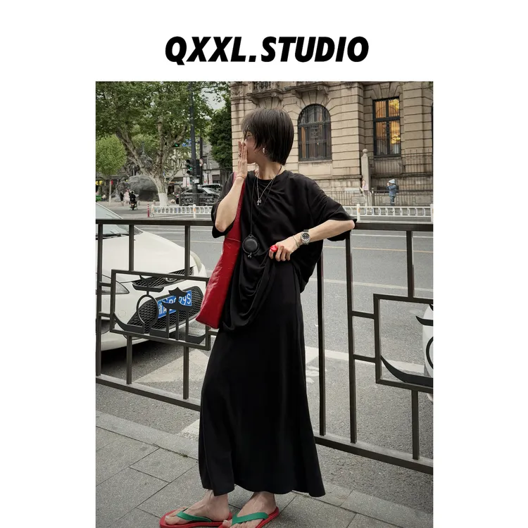 邱小小丽呀 纸片人套装夏季慵懒风休闲宽松显瘦T恤裙裤两件套装女