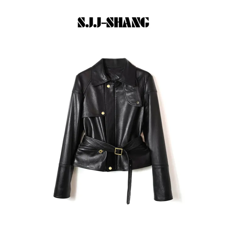 SJJ-SHANG【鎏金米兰】意大利进口100%羊皮机车风皮衣q135534p