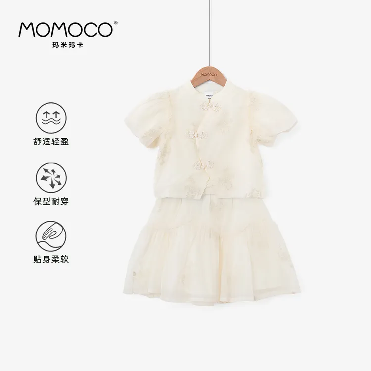 MOMOCO女童夏季新中式盘扣上下套装75610784003