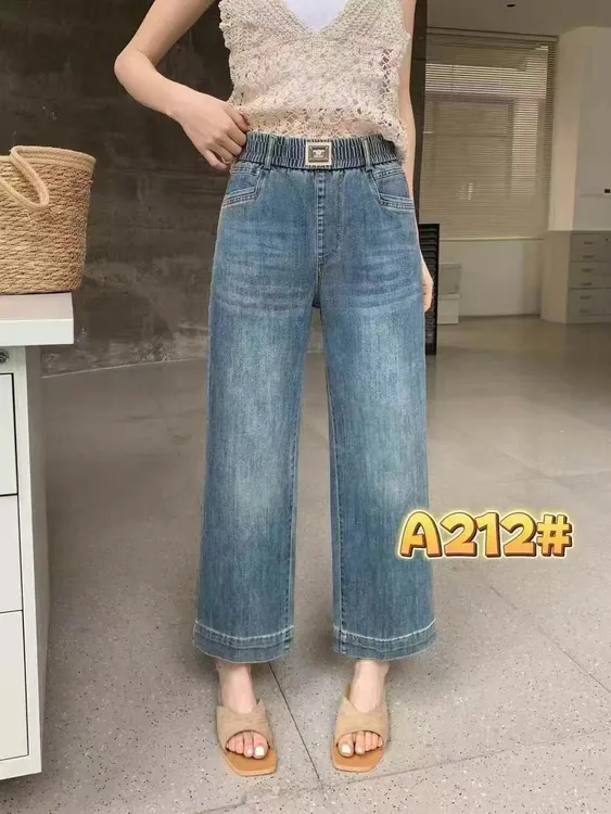 新款百搭牛仔九分裤A212