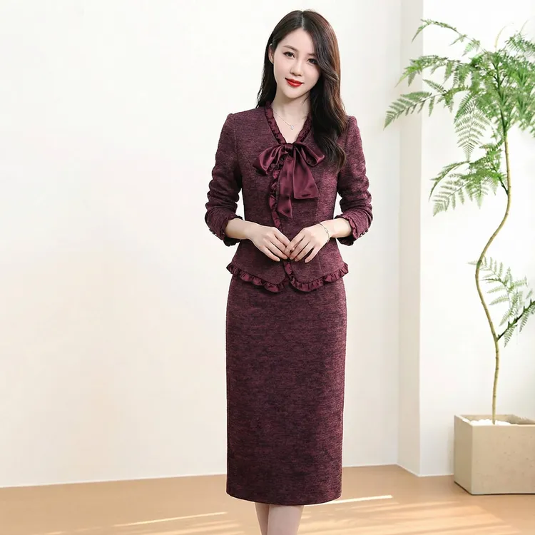   秋冬连衣裙时尚长袖单穿内搭显瘦修身气质收腰裙子Y1078#