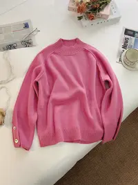 【女王洛克】韩版糖果色系洋气圆领针织衫冬款休闲减龄毛衣LK82808